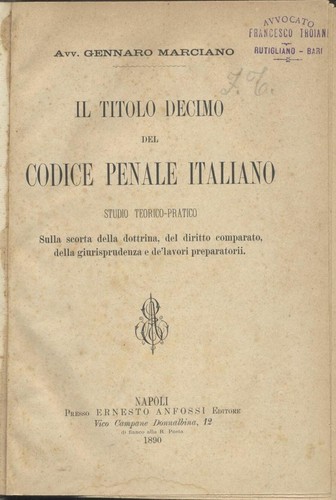 Titolo decimo del codice - titolo,
