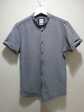 Camicia Uomo Manica Corta Coreana Slim Fit Grigio Zara Piqué