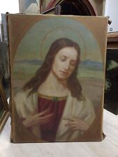 Olio su tela antico Cristo 1880 cira