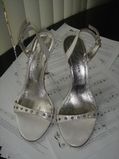 GAIA D'ESTE SABOT SANDALO GIOIELLO SCARPA SPOSA BIANCO 37 STRASS STILETTO TACCO