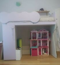 Letto singolo a ponte Colombini lilla e acero sbiancato con armadio 1 anta 