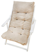 POLTRONA RELAX COMODONA TELAIO BIANCO TINTA UNITA ECRÙ IN LEGNO 3 POSIZIONI