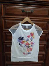 Maglietta bimba bianca 10 anni to be too disegni e strass moda fashion