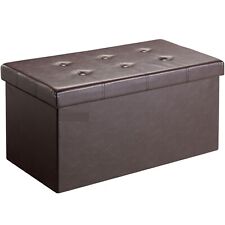 Pouf Contenitore Doppio in ecopelle  Marrone Cassapanca 76x34x34h cm