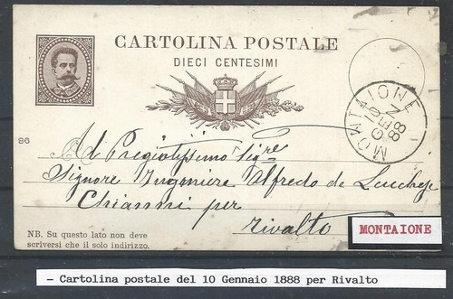 1888 intero postale 10c - 1888, da