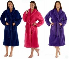 Donna Lusso Corallo Accappatoio IN Pile, Vestaglia, Vestaglia Rosa Navy Viola