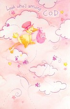 Carino NUOVO BABY GIRL CARD, coccola alla consegna con saluti americani + busta