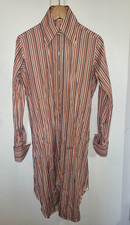 Abito Camicia Domenico Vacca Cotone Midi Righe ArancioneMarrone BottoneDownStripe 42/4 Nuovo