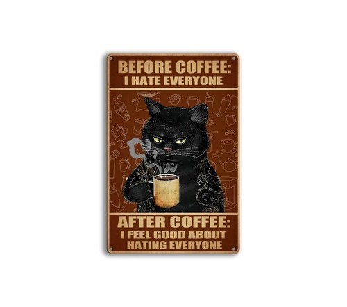 Targa before coffee cat gatto - targa,