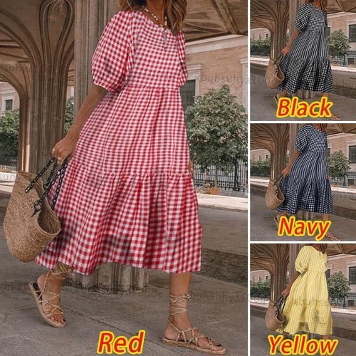 Abito donna boho midi quadri - abito,