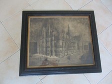 FEDERICO MARIONI ANTICA PRIMI 900 ACQUAFORTE DUOMO DI MILANO CORNICE GUILLOCHE