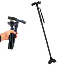 Bastone da Passeggio Pieghevole e Regolabile per Anziani con Base Antiscivolo