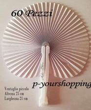 60 PEZZI VENTAGLI BIANCHI PERSONALIZZATI Nome Sposi MATRIMONIO WEDDING  