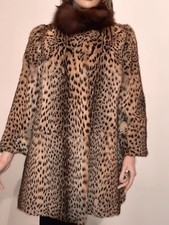 GIACCA IN OCELOT NATURALE VERA PELLICCIA COLLO IN VOLPE
