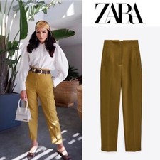 ZARA Pantalone vita alta olio