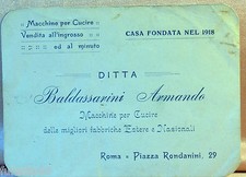 Ditta Baldassarini Armando, macchine da cucire, Roma, biglietto, 1930 1950