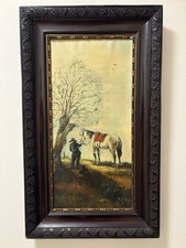 Dipinto olio cavaliere con