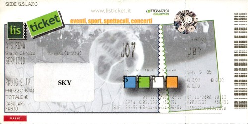 Biglietto ticket stadio s - stadio, s.s