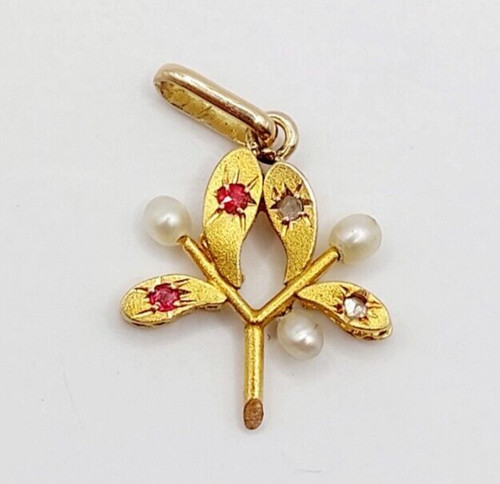 Ciondolo antico oro 18k - , fiore