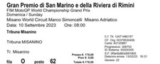2 Biglietti Motogp Moto Gp Misano 10 Settembre Tribuna Misanino