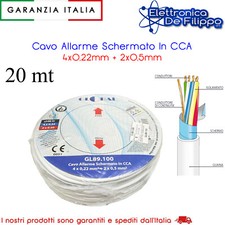 Cavo Allarme Schermato In CCA 4x0,22mm - 2x0,5mm 20 Metri