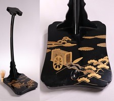 Supporto porta spada samurai giapponese 25 pollici oro Maki-e pino e Heian carrello KATANA-KAKE