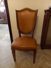 Poltrona Vintage In Pelle Cuoio Legno