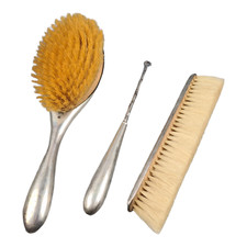 SET 3 PEZZI DA TOILETTE toeletta VINTAGE ARGENTO 800 Arredo Camera Collezione