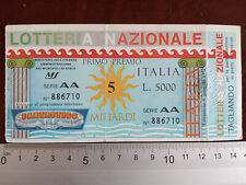 BIGLIETTO LOTTERIA NAZIONALE ITALIA 1991 + TAGLIANDO ESTRAZ 6/1/1992  FANTASTICO