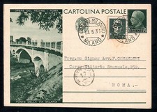 STORIA POSTALE REGNO 1933 Intero OdR 15c da Cusano Milanino a Roma (E3)