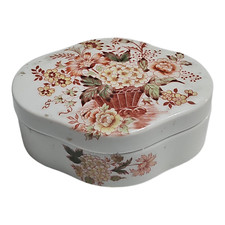 Scatola COFANETTO PORTAGIOIE VINTAGE in PORCELLANA CERAMICA decorata a Fiori 900