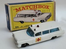 Matchbox 1960's diecast metal CADILLAC AMBULANCE N. 54  mint in near mint box.