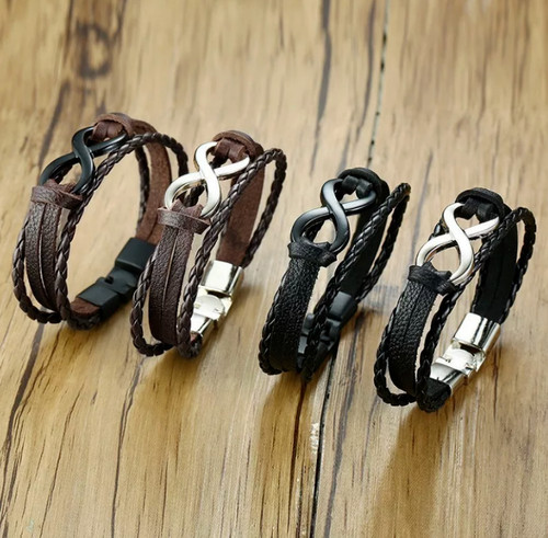 Bracciale pelle acciaio inox