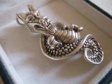 CIONDOLO  DRAGO ARGENTO 925 VINTAGE SILVER  DRAGON PENDANT