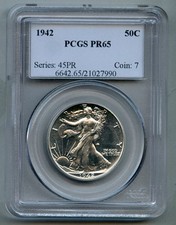 Mezzo dollaro argento Liberty Walking 1942 PCGS PR 65
