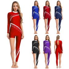 Tuta donna figura pattinaggio catsuit competizione body ginnastica unitard