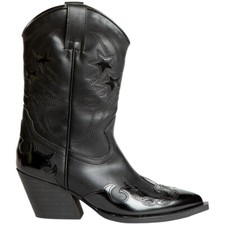 Stivali donna western Corina M4790 camperos nero inserti lucidi altezza meta' po
