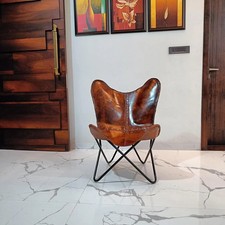 Rétro Antico Farfalla Sedia Pelle Accento Rilassarsi Poltrona per Casa & Vivente