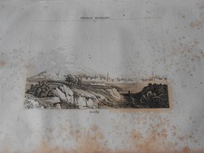 1836 ORIGINALE ANTICA INCISIONE ACCIAIO VEDUTA DI CORINTO PELOPONNESO GRECIA INFERELLA