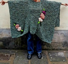 Poncho uncinetto ferri pezzo unico fatto a mano  oversize knitted crochet