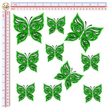 farfalle verdi adesivi auto moto casco  print pvc sticker butterfly green 10 pz.