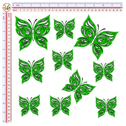 Farfalle verdi adesivi auto - farfalle,