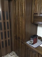 Credenza completa con colonna porta frigo e vetrina , Country.