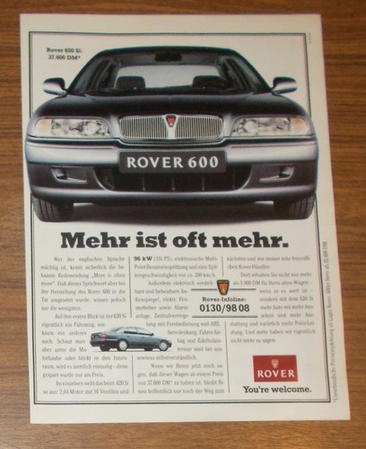 Rara pubblicità rover 620 - pubblicità,
