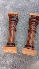 COPPIA COLONNE INTAGLIATE TORNITE IN LEGNO 55x15cm  ca .dauno