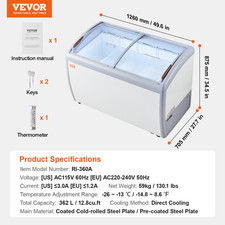 VEVOR 362L Vetrina Gelato