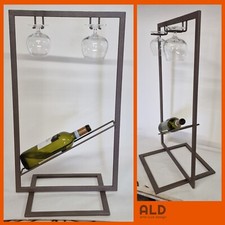 Portabottiglie vino da appoggio in ferro stile industrial porta bottiglia calici