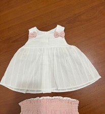 Completino Micolino Taglia 12 Mesi Colore Bianco e Rosa Antico con Fiocchetti