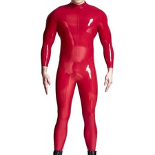 Body uomo lattice catsuit aderente spalla cerniera gomma uniforme fetish