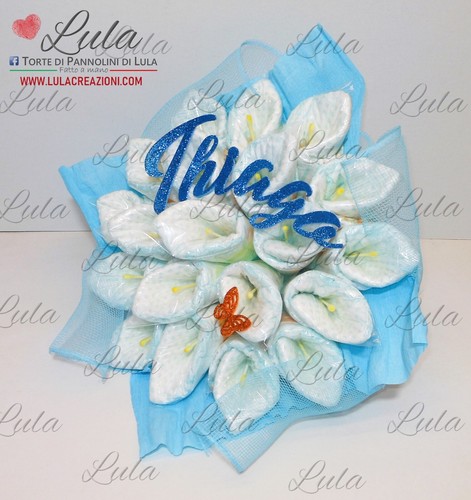 Torta pannolini bouquet fiori - torta,